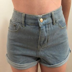 High waisted denim shorts
